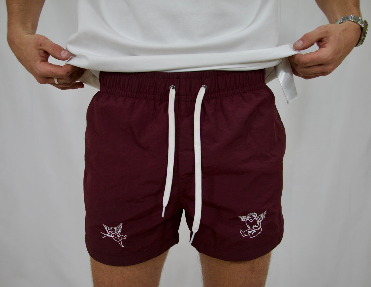 Burgundy Cherub Swim Shorts
